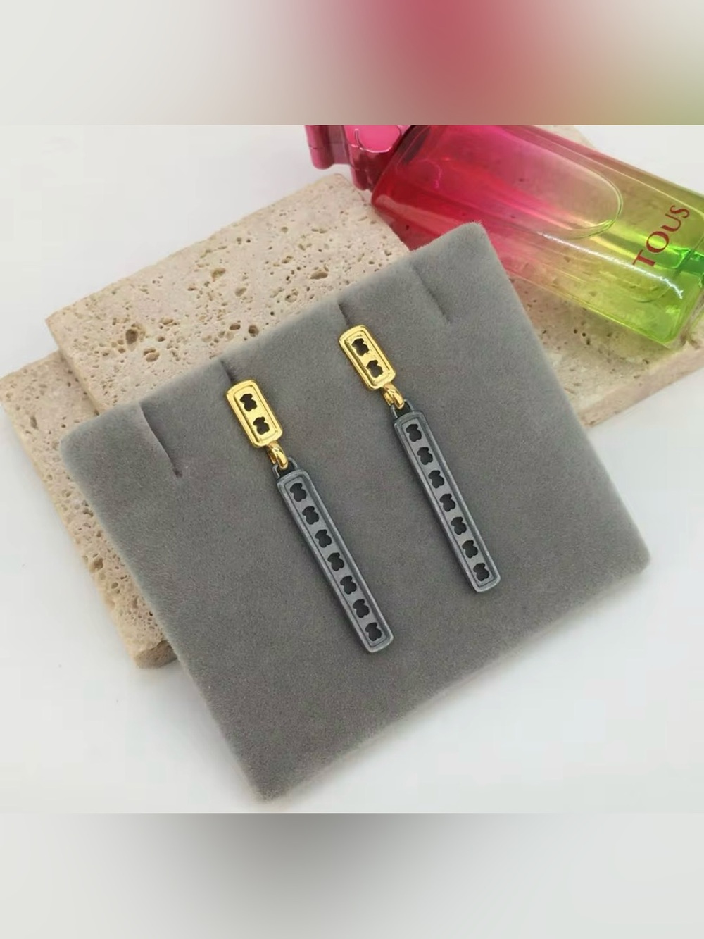 Vermeil 925 Gold and Black Earrings